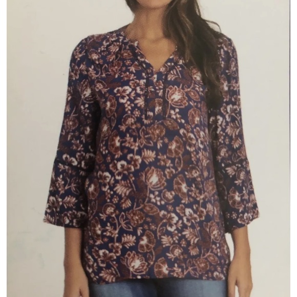 Gloria Vanderbilt Batik Stamp Midnight Affair Tunic Top Sz XXL - Picture 1 of 11